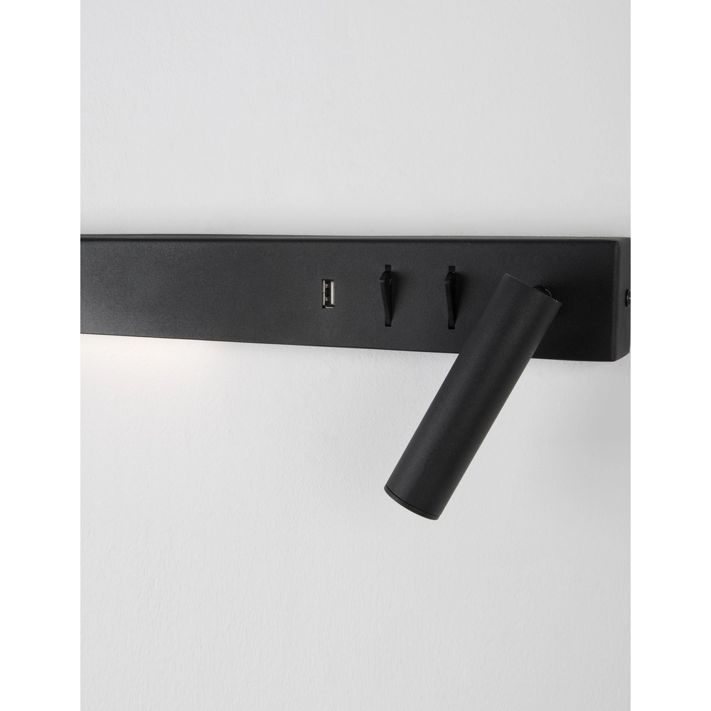 Bedlampje Vida rechts zwart met usb Lyora 5212017427854