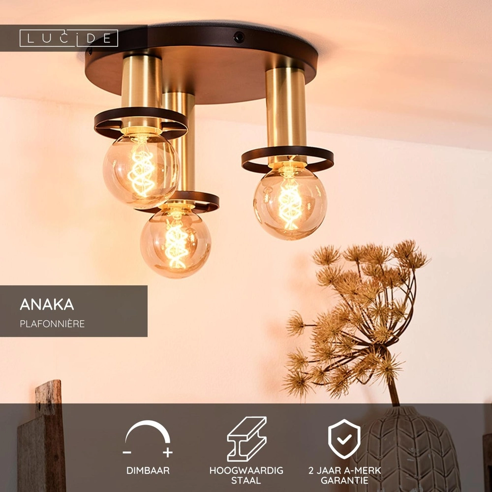Design plafondlamp Anaka 3-lichts Ø 30cm Lucide 5411212451064