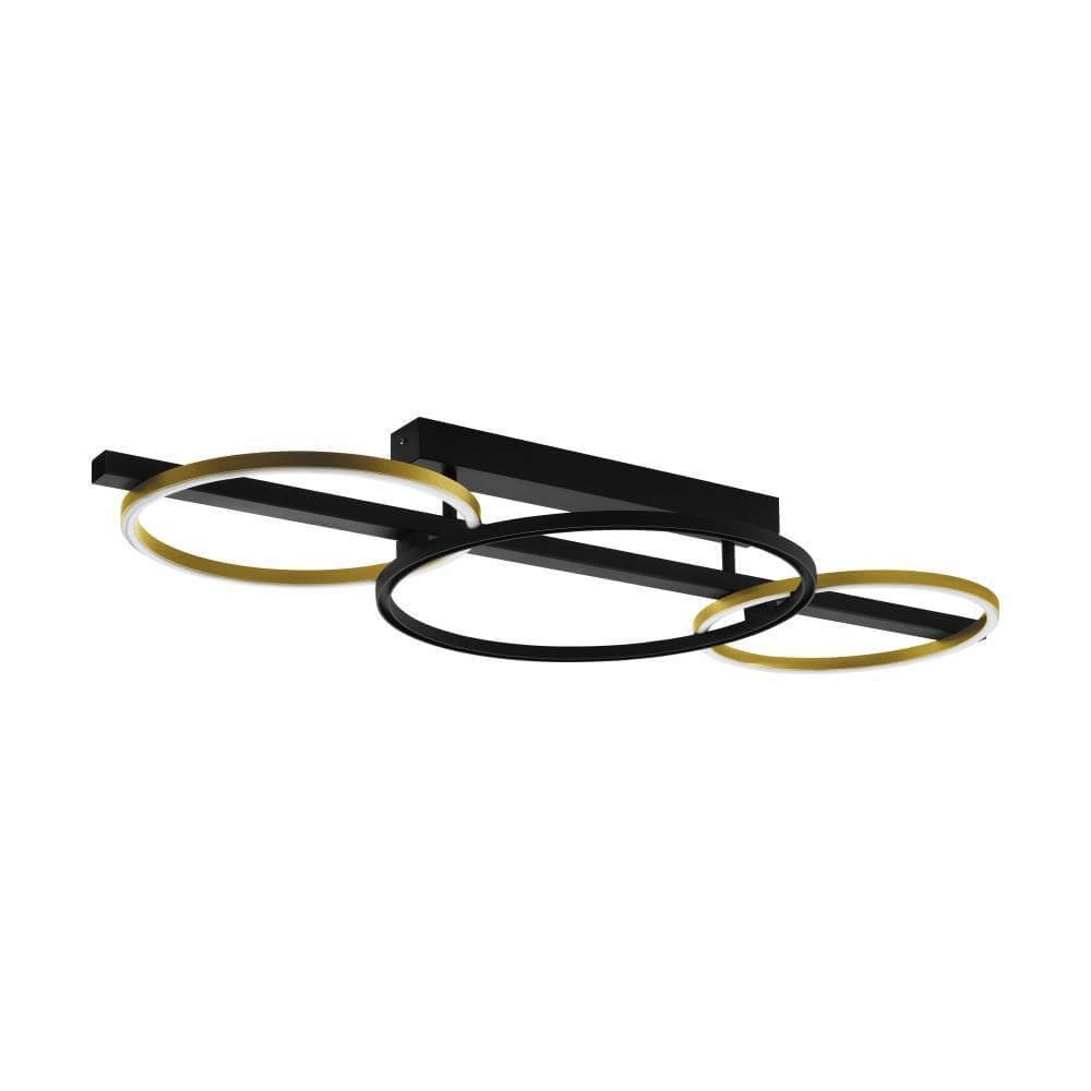 Plafondlamp met ringen Lanacera zwart met goud