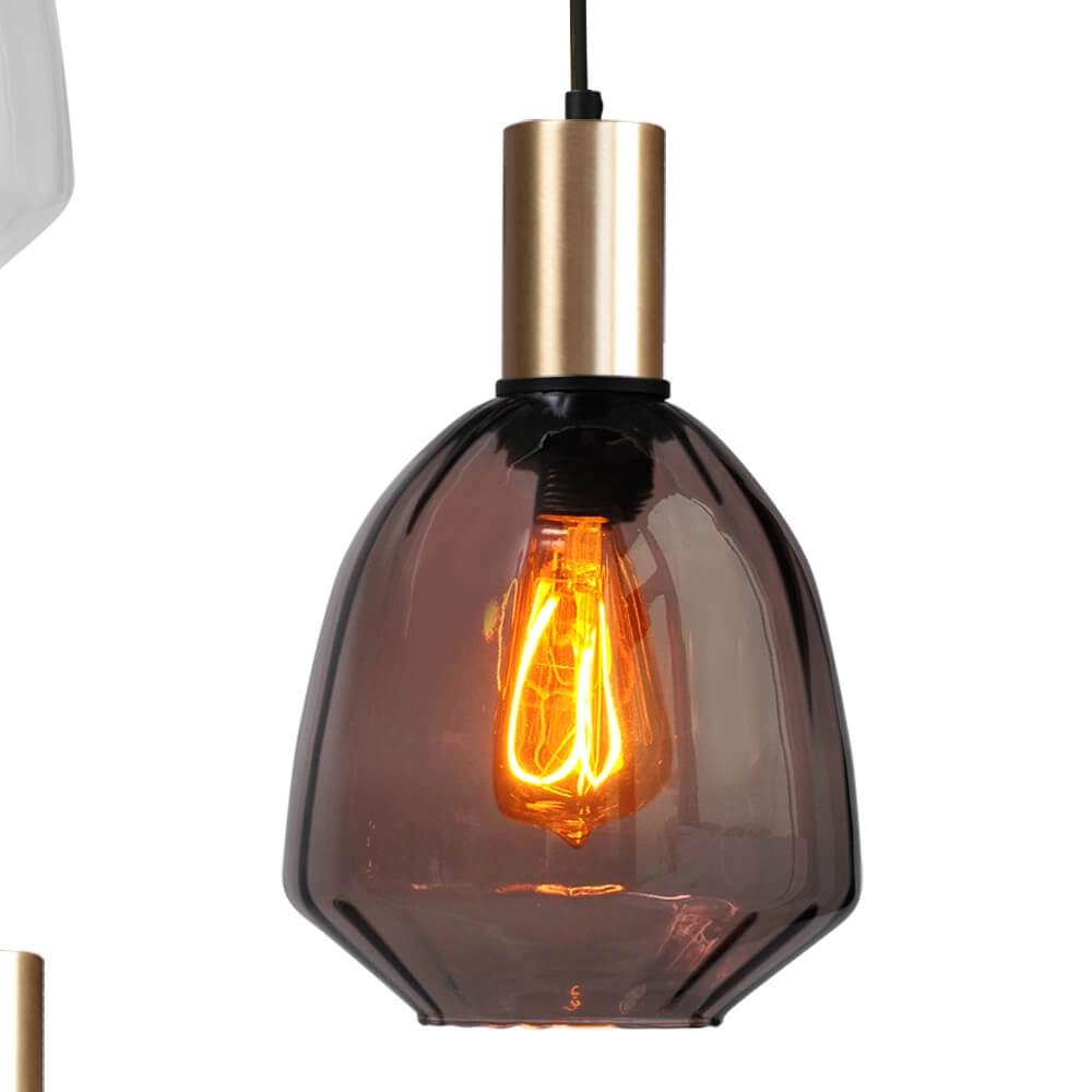 3-lichts vide hanglamp - goud - Porto met Nicolette glazen Masterlight 8718121270944