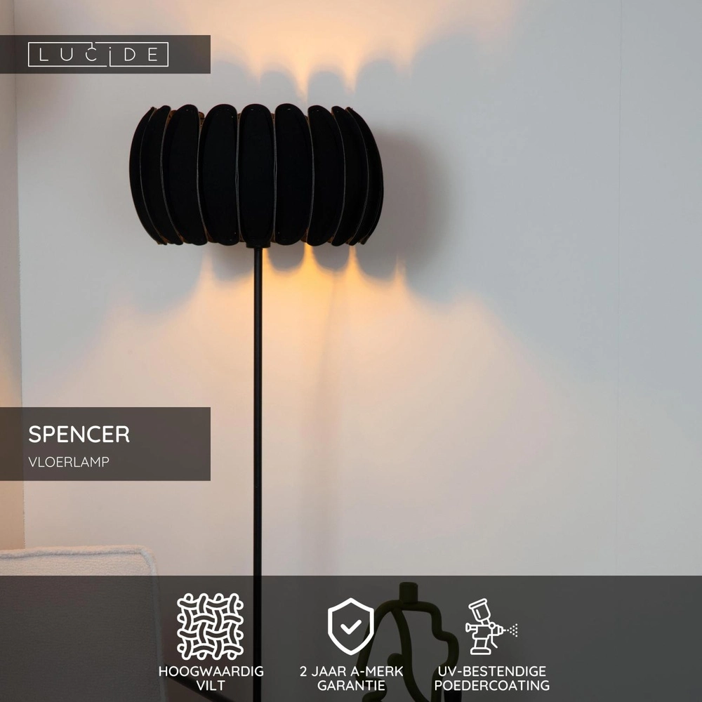 Vloerlamp Spencer zwart Lucide 5411212343741