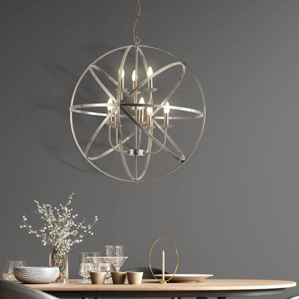 Antieke hanglamp Orbit 8-lichts goud Searchlight 5053423271910