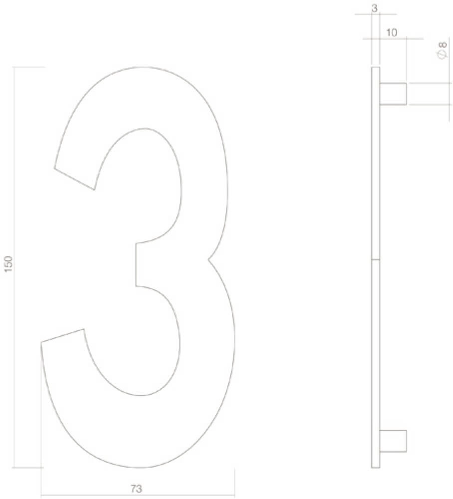 Huisnummer 3 Numbra zwart Intersteel 8714186400722