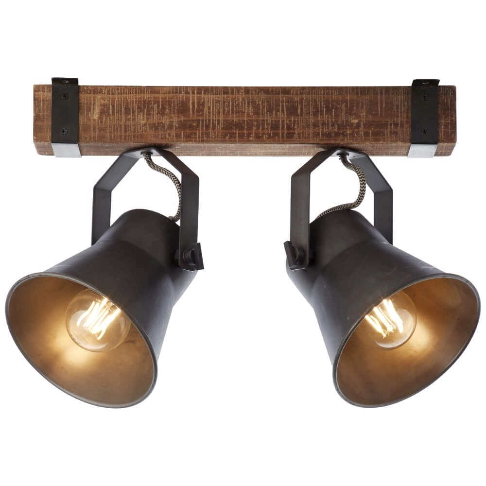 2-lichts plafondlamp Decca zwart met bruin