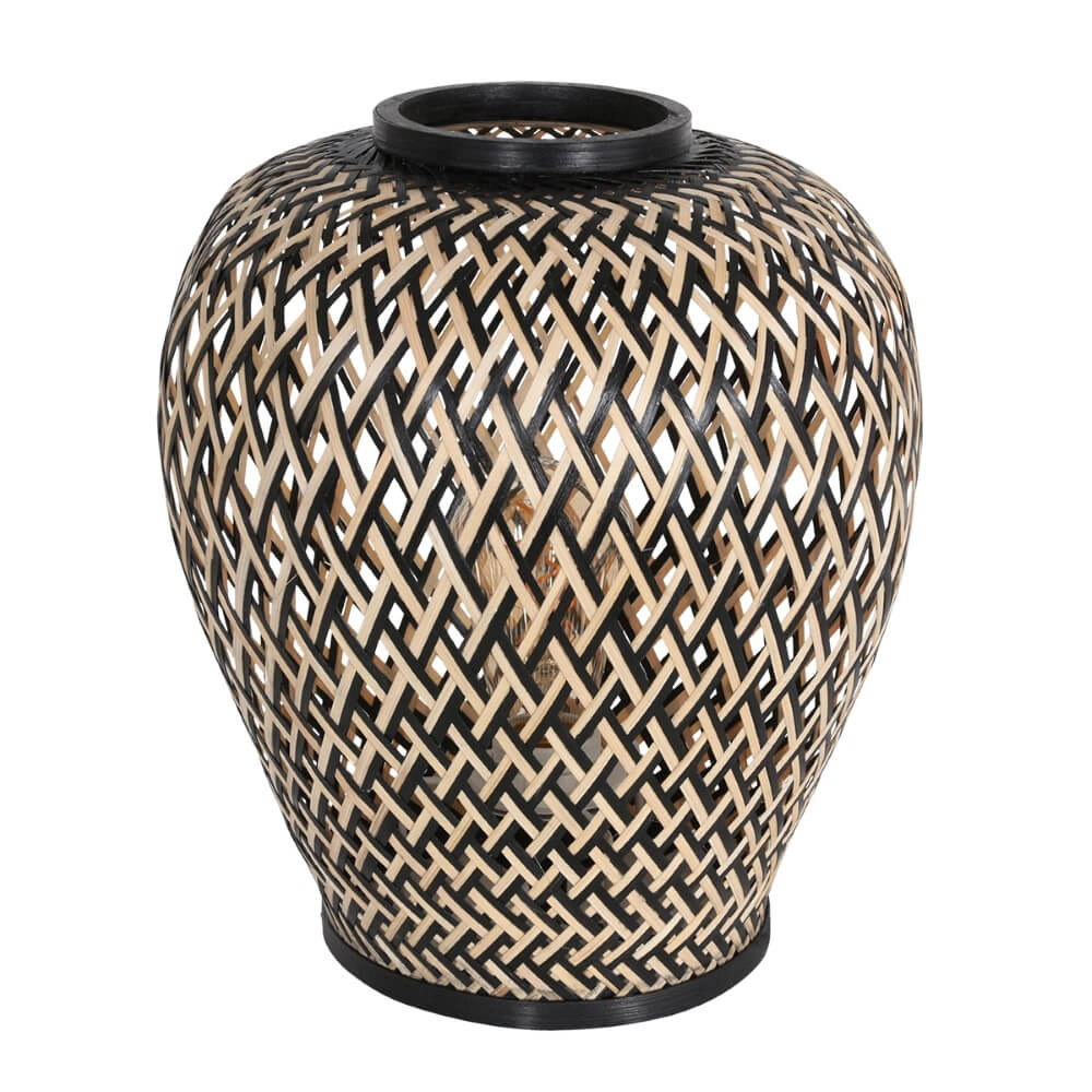 Zwarte bamboe tafellamp Maze Ø 30cm Steinhauer 8712746147247