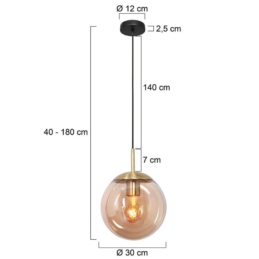Gouden glazen hanglamp Bolique Ø 30cm Steinhauer 8712746166392