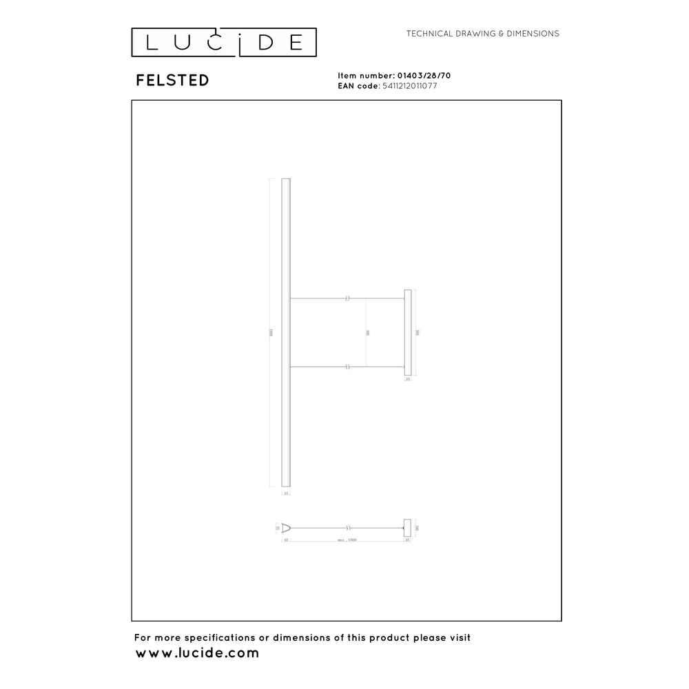 Design hanglamp Felsted zwart 180cm Lucide Vibes 5411212011077