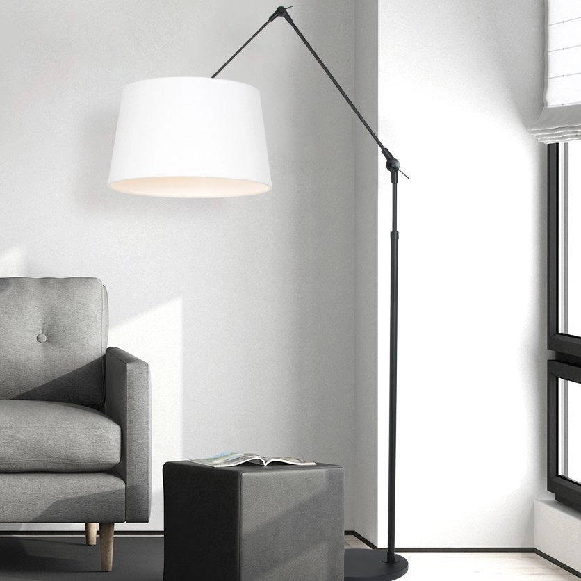 Verstelbare vloer schemerlamp Prestige Chic 35cm zwart met linnen wit Steinhauer 8712746146547