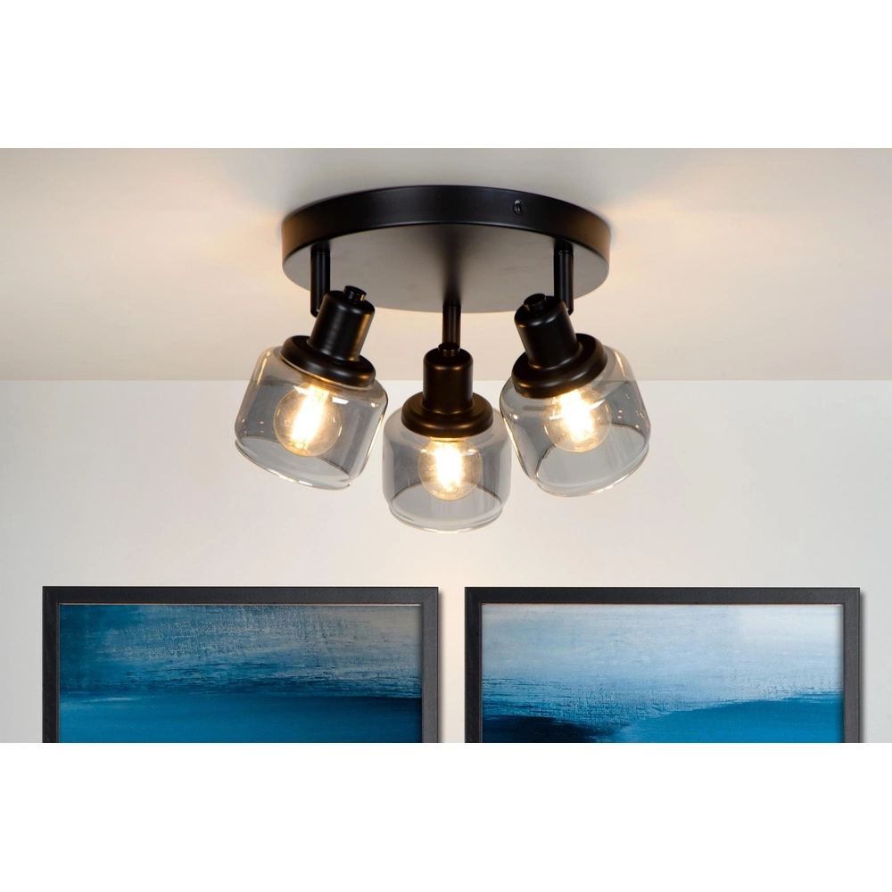 Plafondlamp Bjorn 3-lichts zwart Lucide 5411212771278