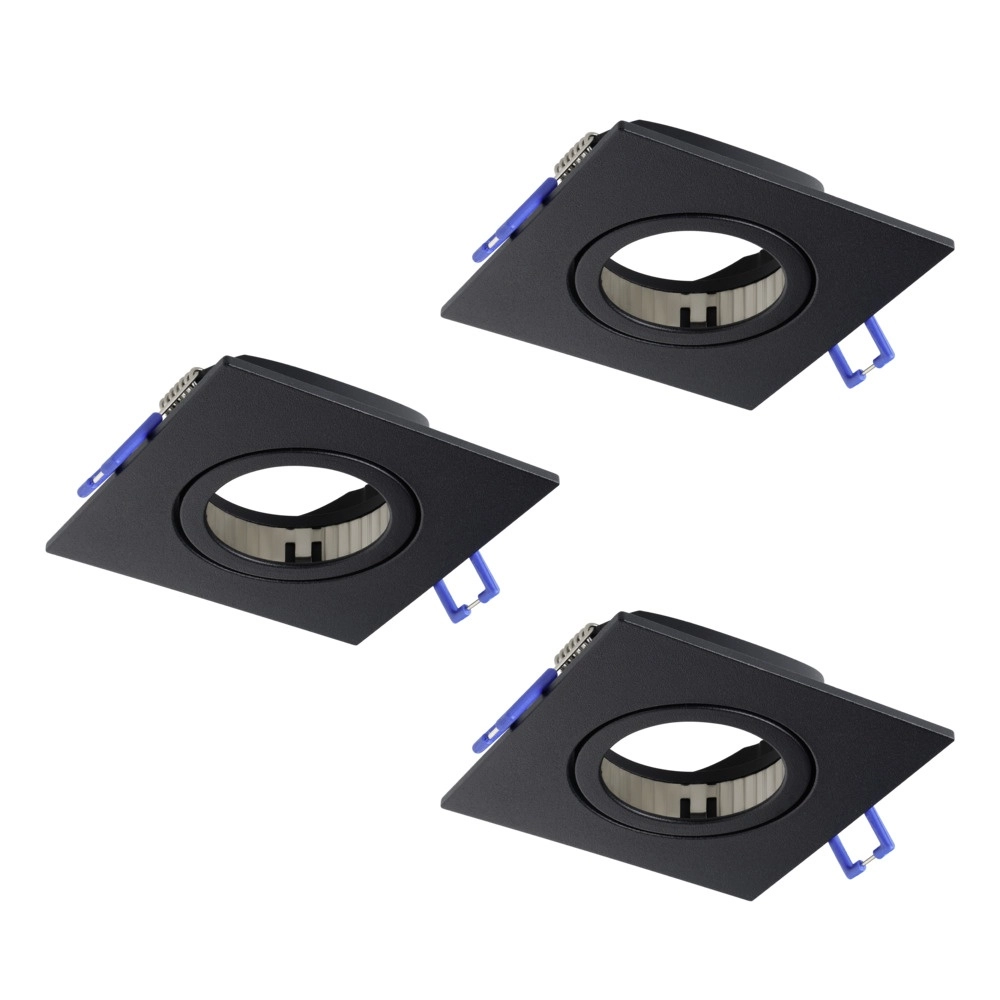 Set van 3 inbouwspots Saliceto vierkant zwart 6,4W Eglo 9008606358946
