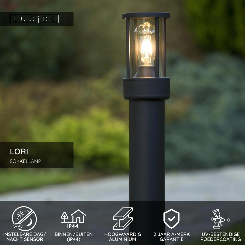Staande tuinlamp Lori met sensor antraciet Lucide 5411212144317