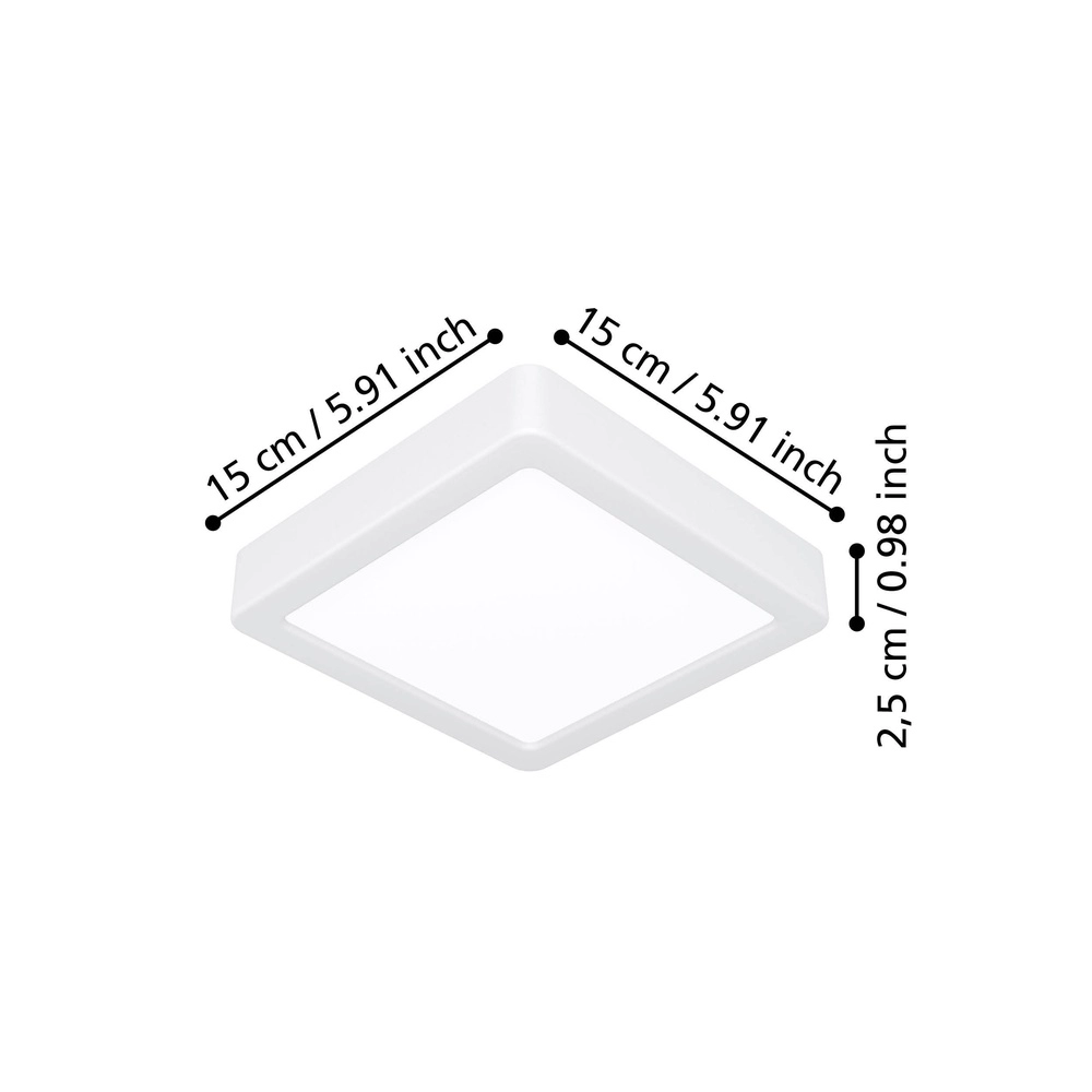 Led plafonnière Fueva 6 vierkant - wit - 15x15cm Eglo 9008606330188