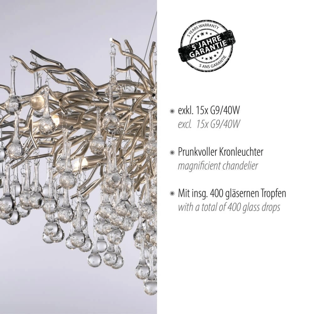 Grote kroonluchter Icicle staal Paul Neuhaus 4012248332924
