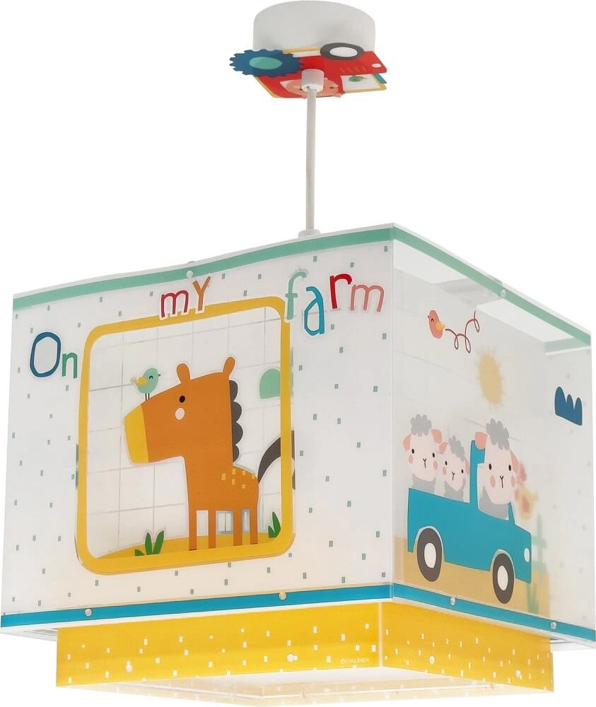 Kinderkamer hanglamp My Farm geel met wit Dalber 8420406634029
