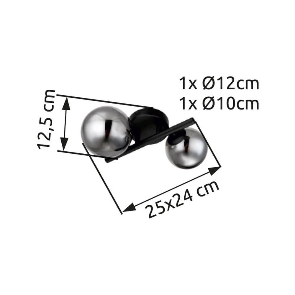 Zwarte wandlamp Riha 2-lichts Globo 9007371434237