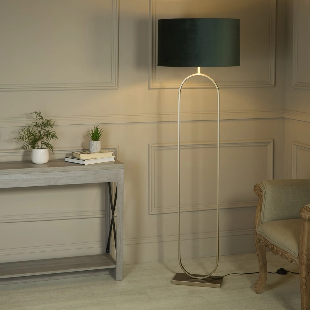 Vloerlamp Modish brons met groene kap Searchlight 5053423307633