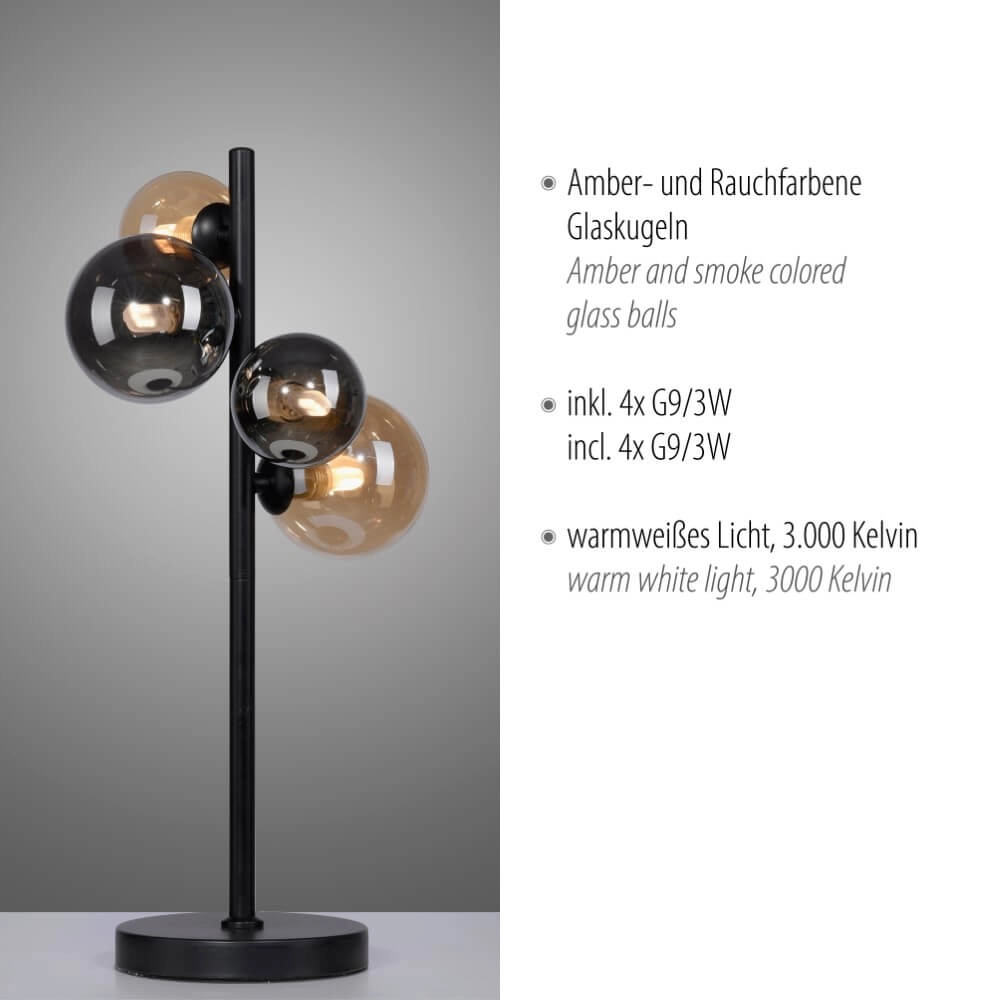 Zwarte tafellamp Popsicle design Paul Neuhaus 4012248375525