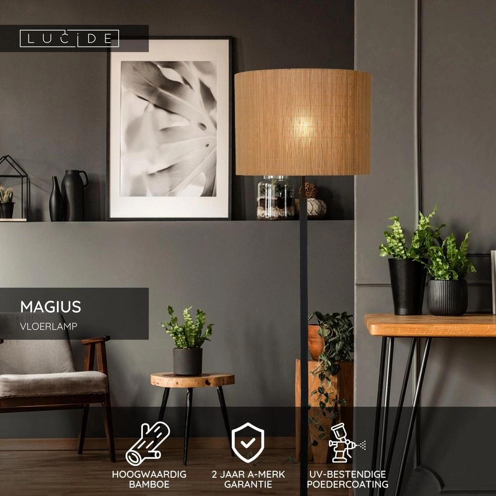 Vloerlamp Magius rotan Lucide 5411212031327