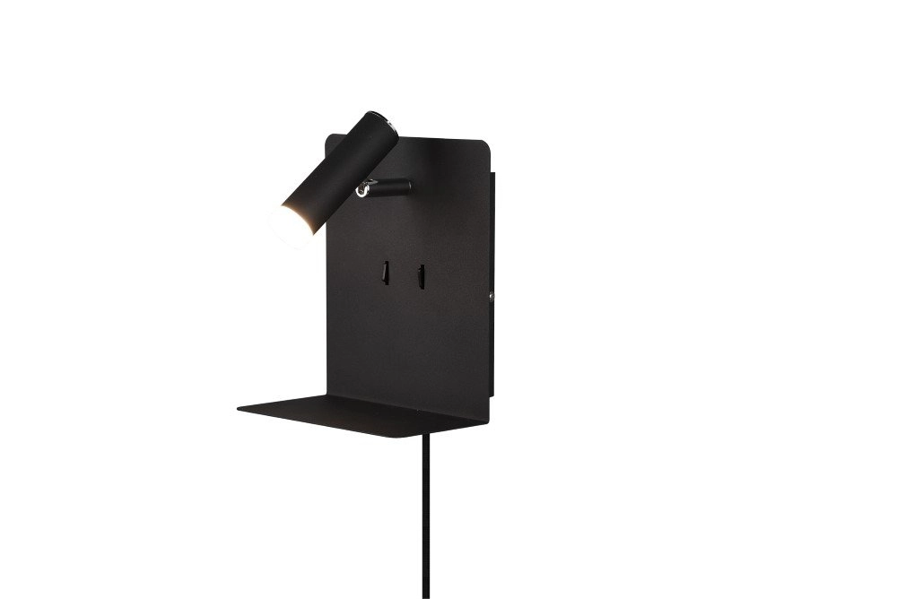 Wand lamp Element met schapje mat zwart Trio 4017807399882