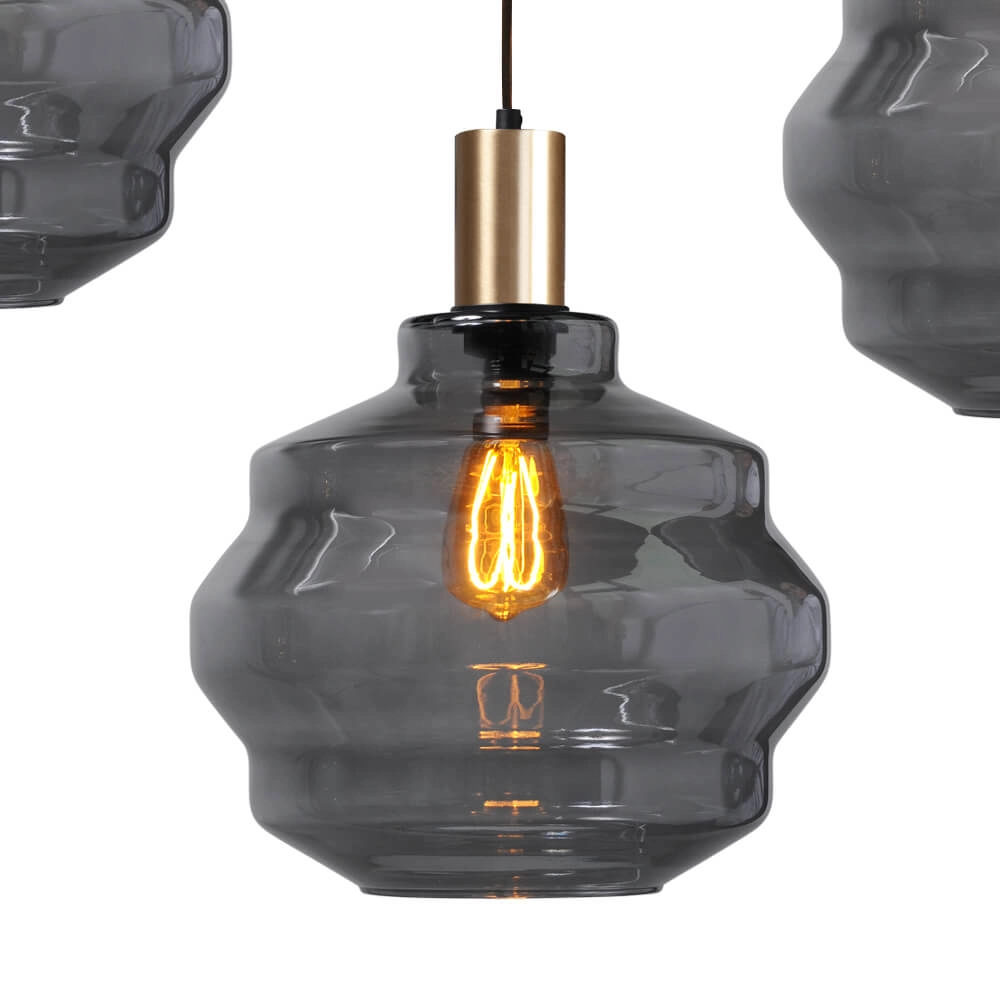 5-lichts hanglamp - goud - Porto met Ball smoke glazen - Ø 30cm Masterlight 8718121270166