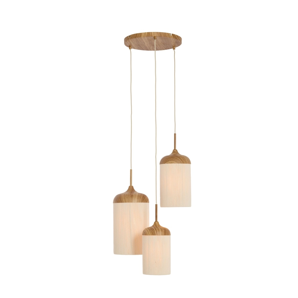 3-lichts hanglamp Danialo licht bruin met touw Light & Living 8717807816728