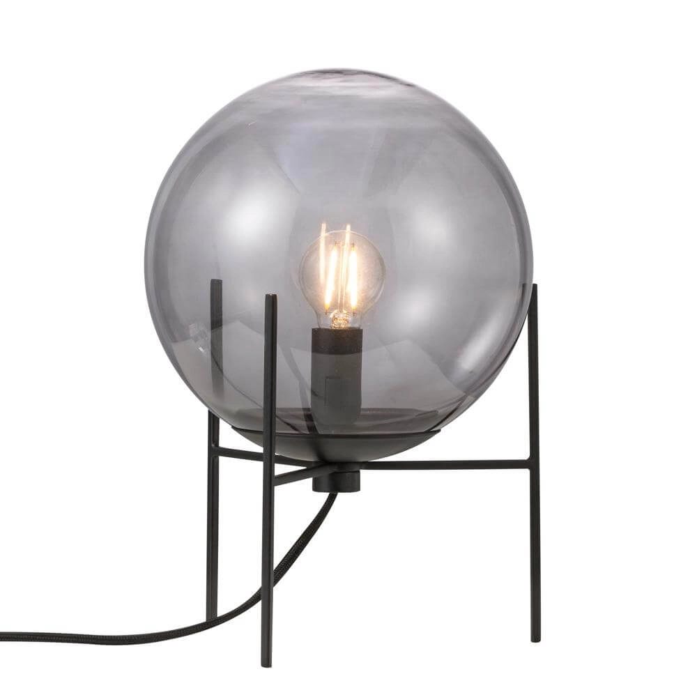 Glazen tafellamp Alton zwart met smoke glas
