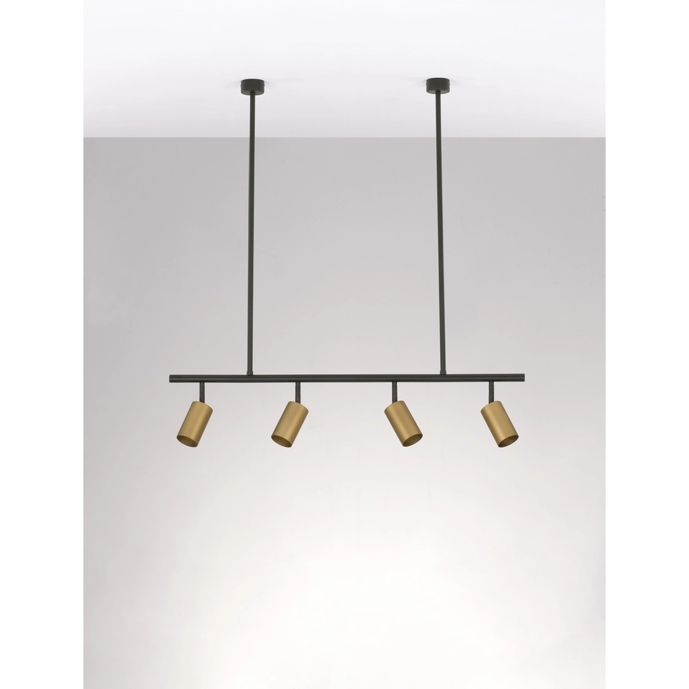 Hanglamp Pogno 4-lichts zwart met goud recht Lyora 5212017440679