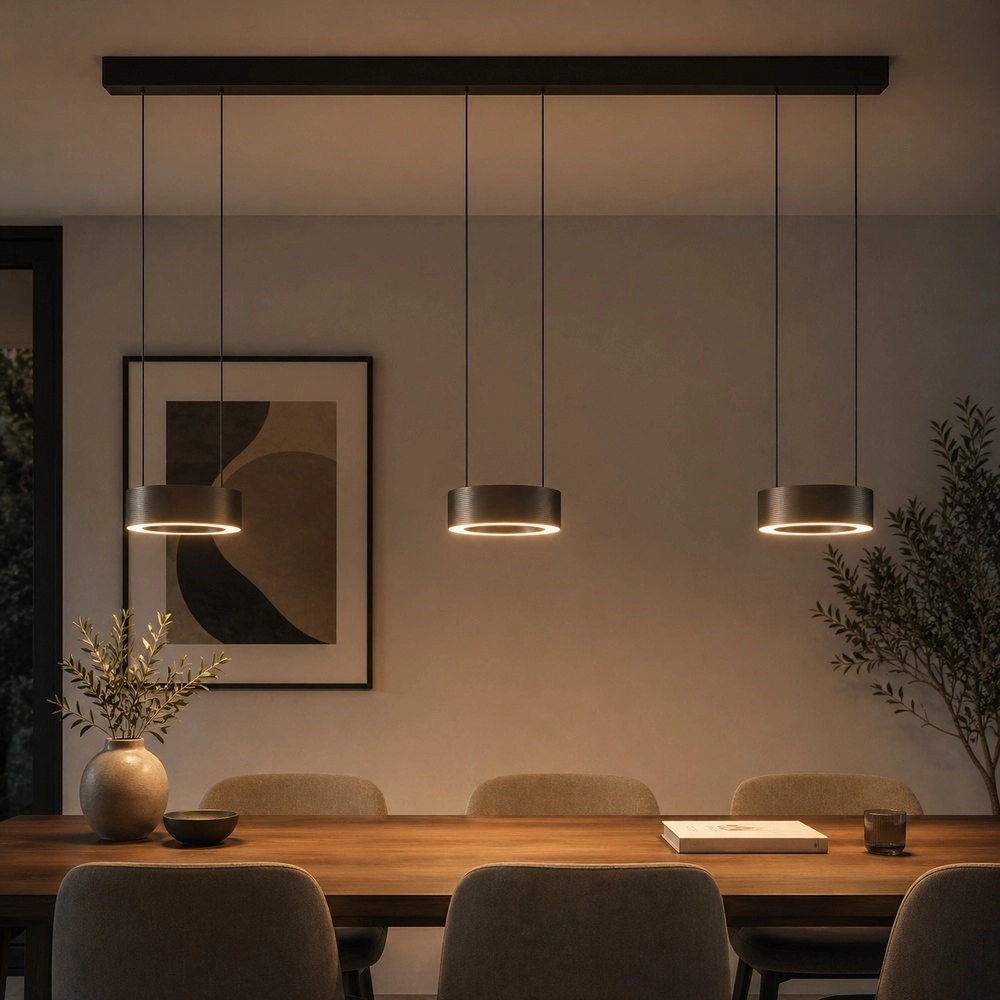 Design hanglamp Axion 3-lichts zwart met bruin Brilliant 4004353477195