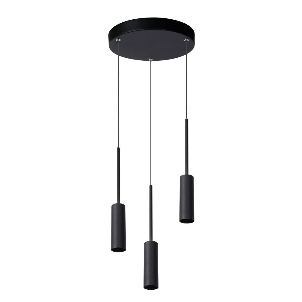 3-lichts design hanglamp Tubule zwart