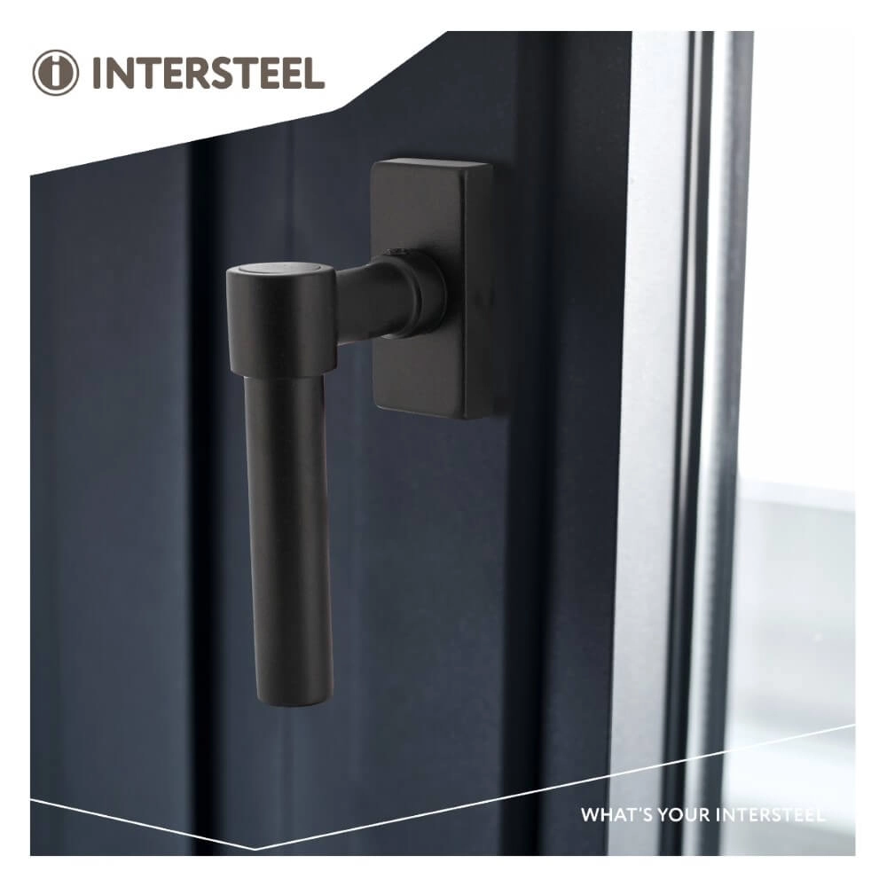 Raamkruk L-vorm Ventra rechthoekig rozet zwart Intersteel 8714186562215