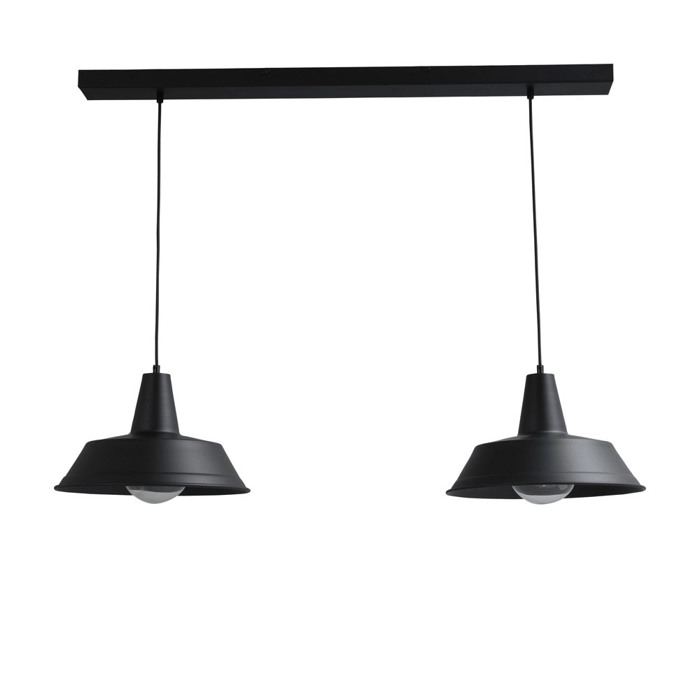 Zwarte vintage eettafellamp Industria 2x35