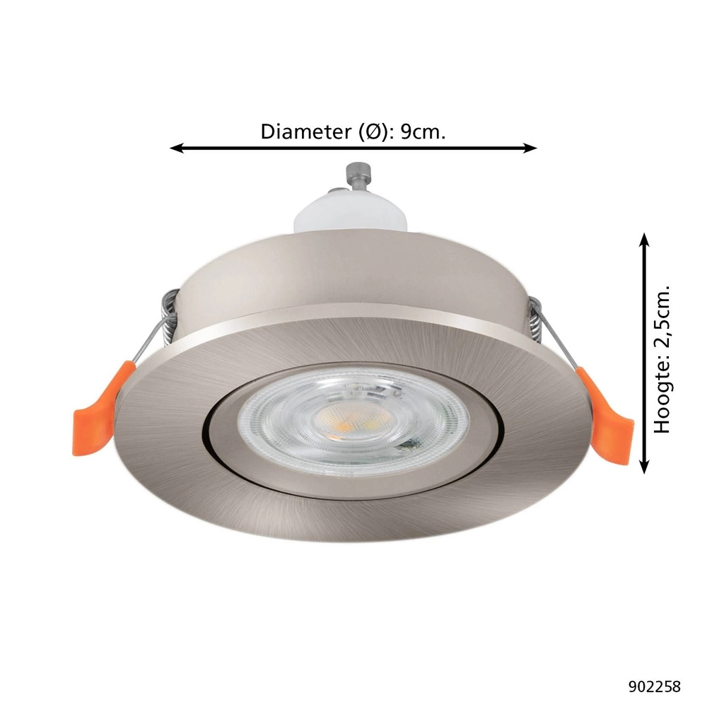 Inbouwspot Barranco nikkel Ø 9cm - 4,5W - 4000K Eglo 9008606359356