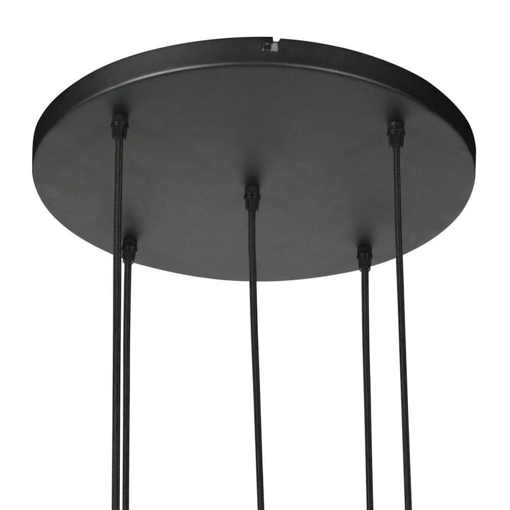 5-lichts hanglamp HaloSwap rond zwart en zwarte kappen Steinhauer 8712746179637