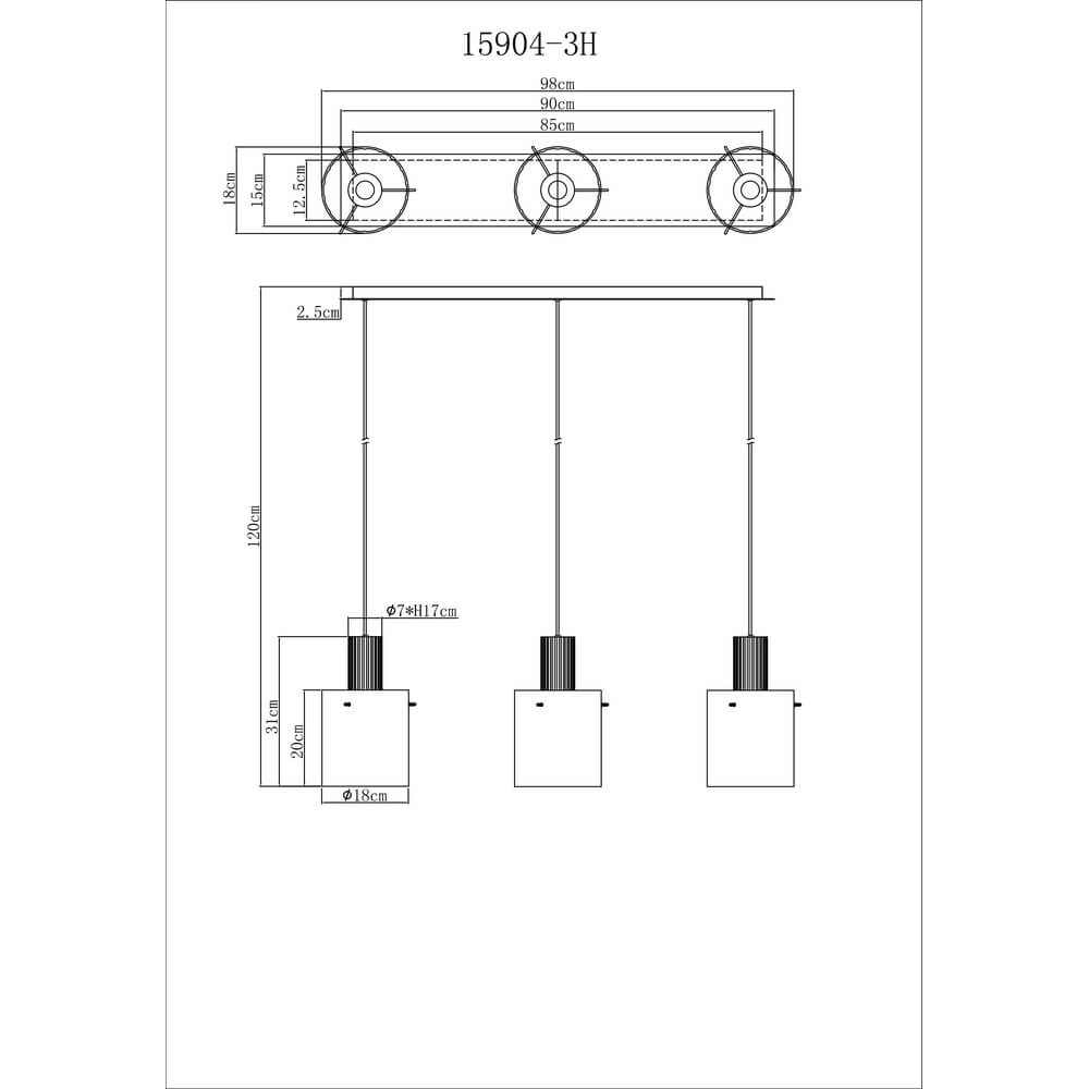 3-lichts hanglamp Tulivar design smoke glas Globo 9007371459650