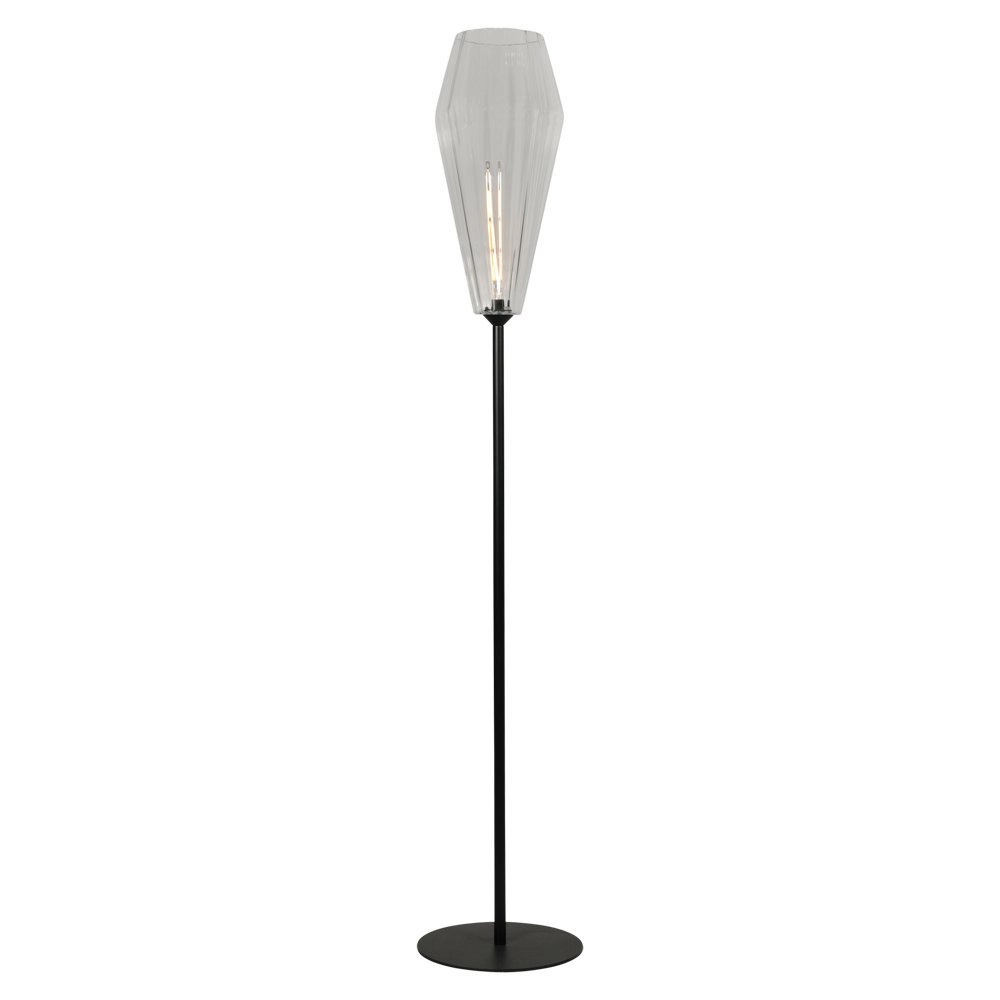 Zwarte vloerlamp Diamond 190cm met helder glas Zwarte vloerlamp Diamond 190cm met helder glas