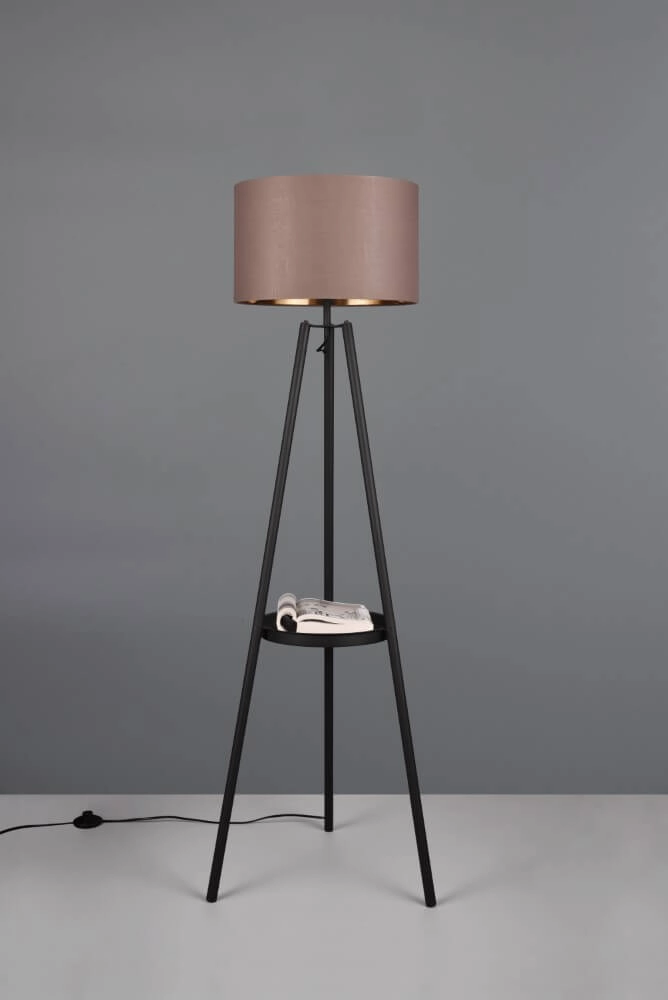 Staande vloerlamp Colette zwart met taupe kap Trio 4017807574548