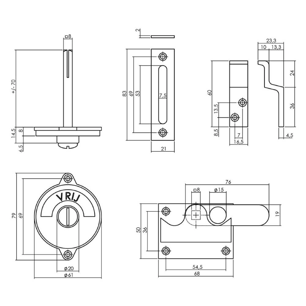 WC-overslag Tira vlak messing ongelakt Intersteel 8714186473139