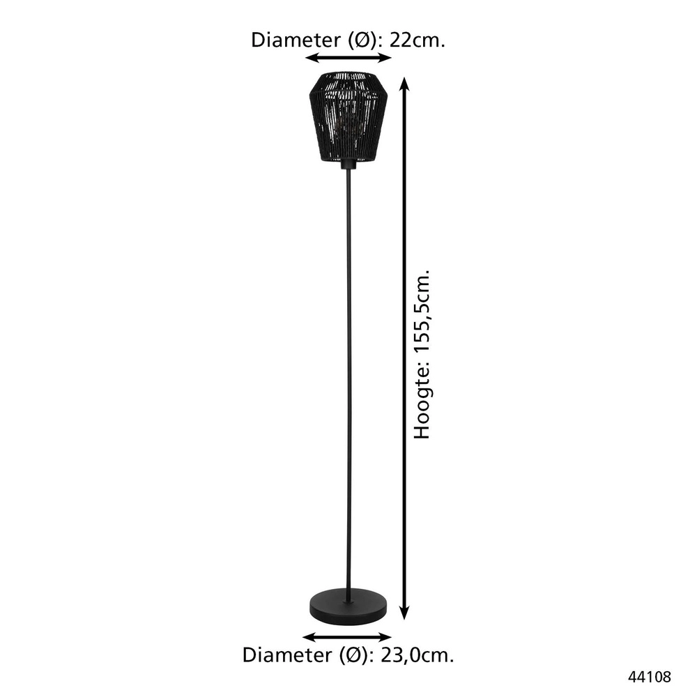 Touw vloerlamp Persley Ø 22cm - zwart Eglo 9002759441081