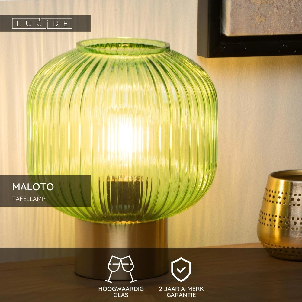 Tafellamp Maloto Ø 20cm groen Lucide 5411212451248