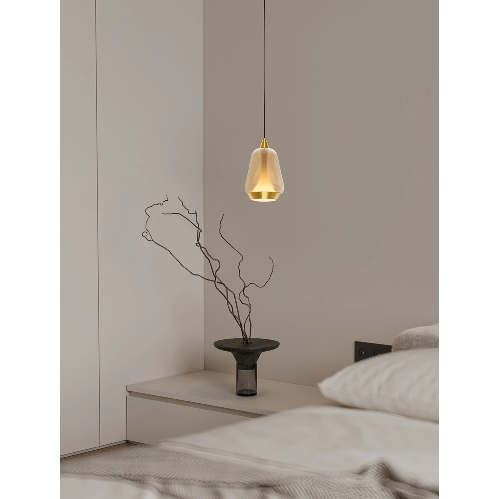 Design hanglamp Alish 1-lichts amber glas Lyora 5212017477699