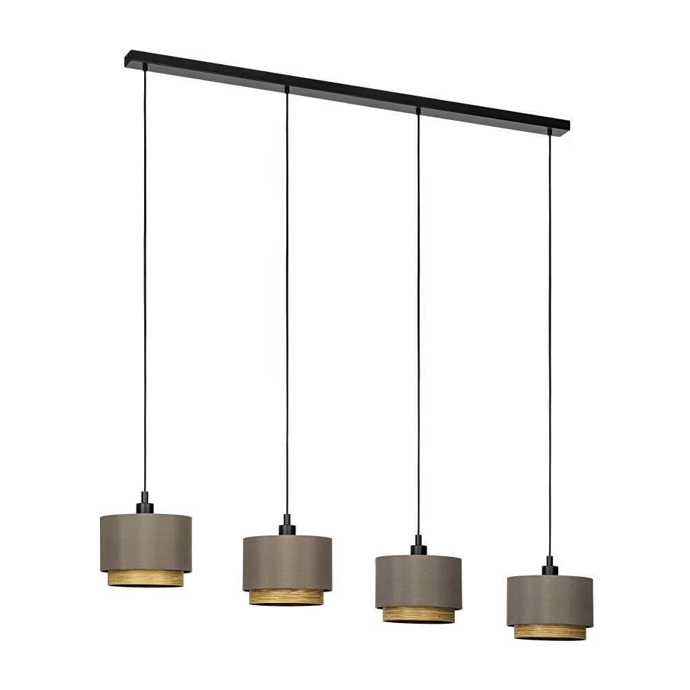 4-lichts hanglamp Marchena cappucino met hout