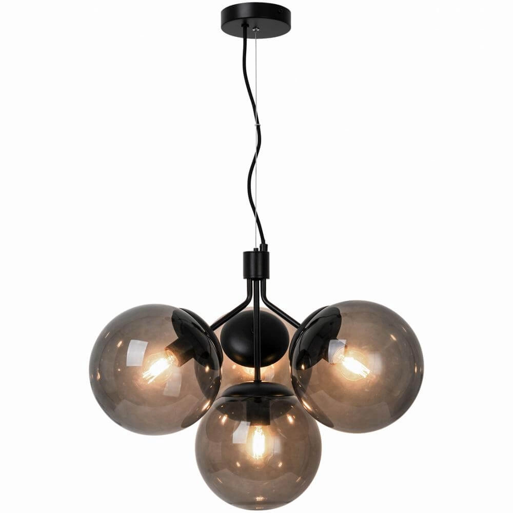 4-lichts hanglamp Ivona zwart met smoke glas Nordlux 5704924005312