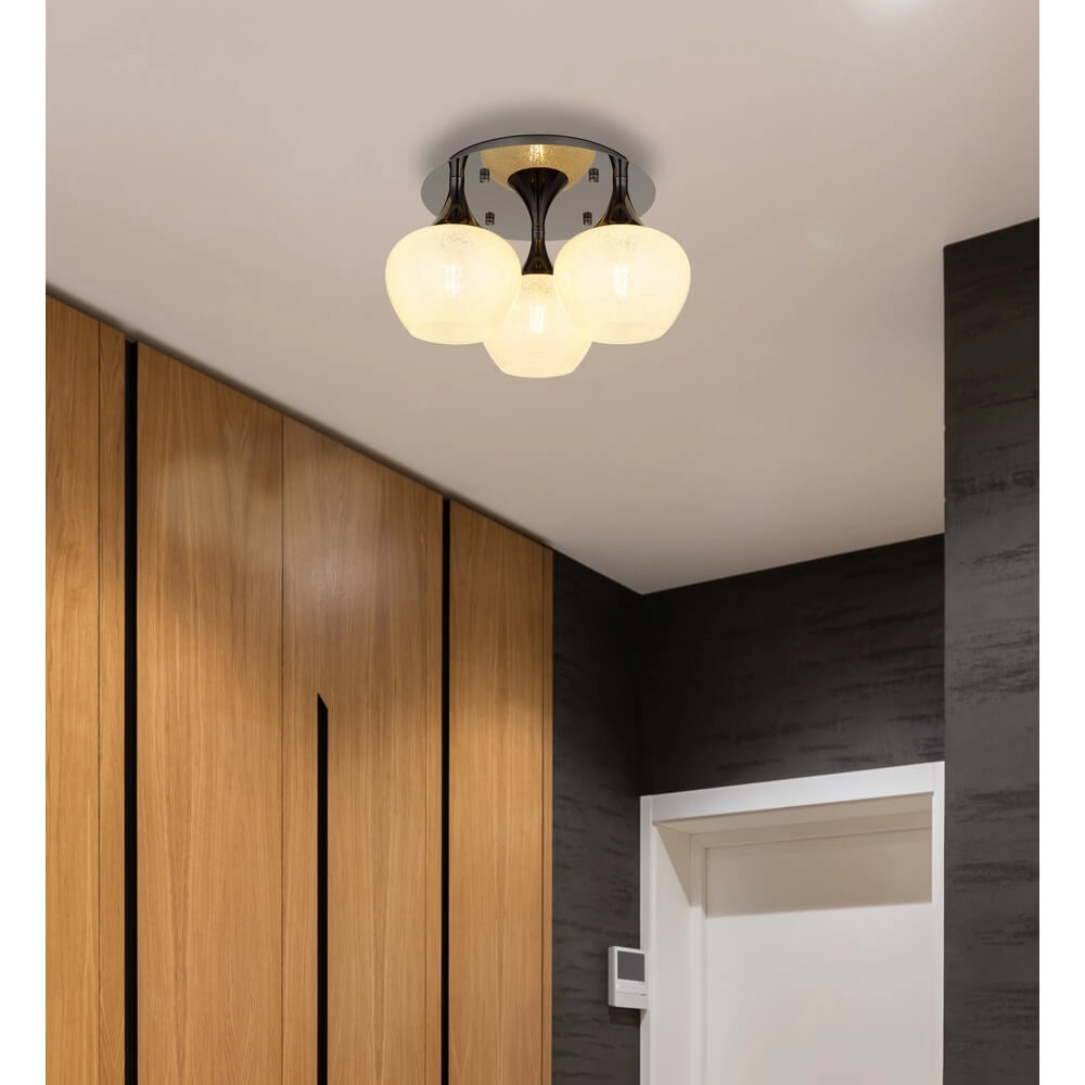 Antraciet plafondlamp Maxy met wit glas 3-lichts Ø 45cm Globo 9007371447183