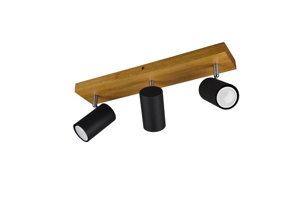3-lichts opbouwspot Marley zwart op hout Trio 4017807488012