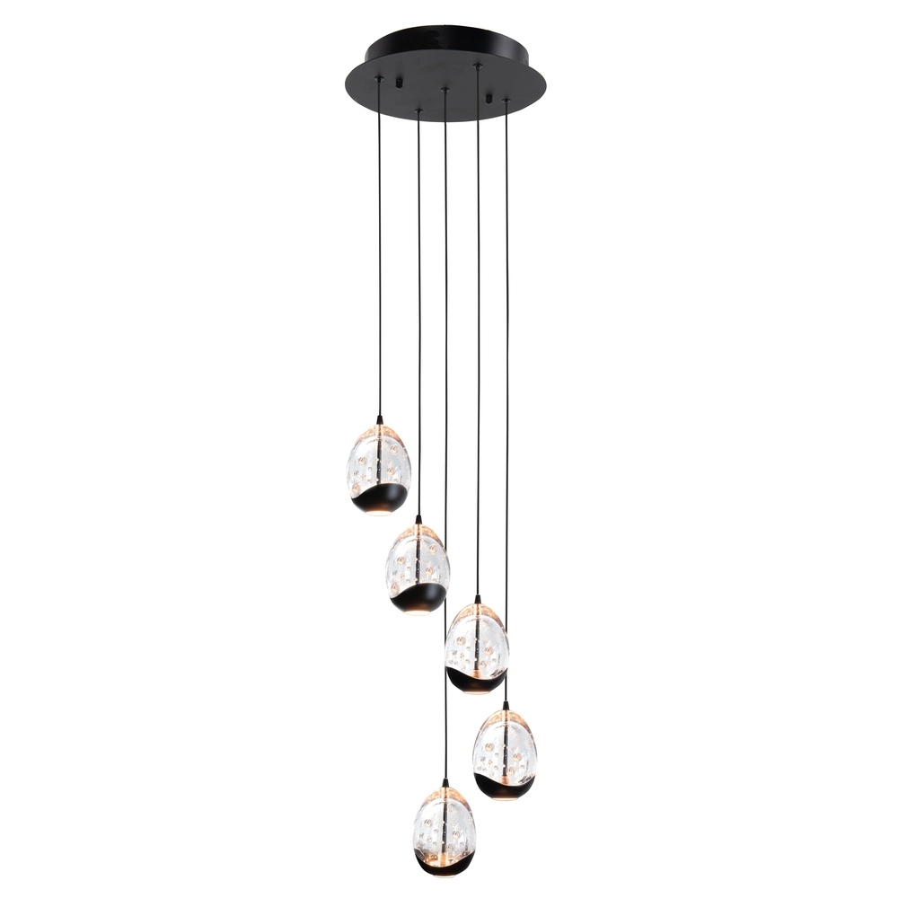 Hanglamp Clear Egg zwart 5-lichts