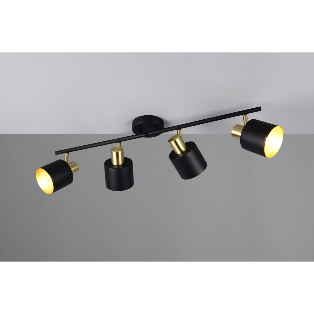 Plafondlamp Eva 4-lichts zwart met goud Trio 4017807654677
