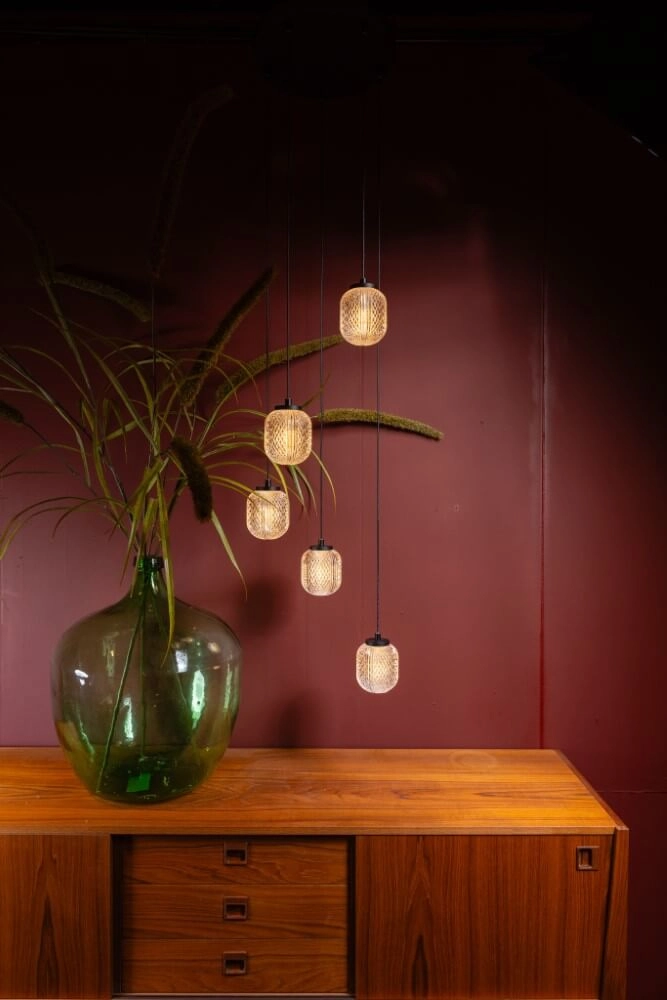 Ronde hanglamp Kristel 5-lichts zwart ETH 8720195309192