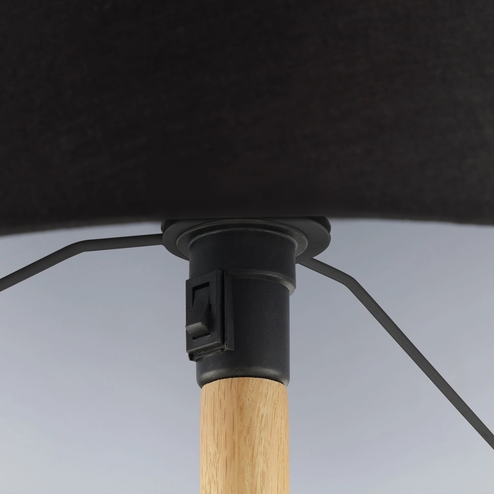 Vloerlamp Timber hout met zwarte kap Brilliant 4004353464904