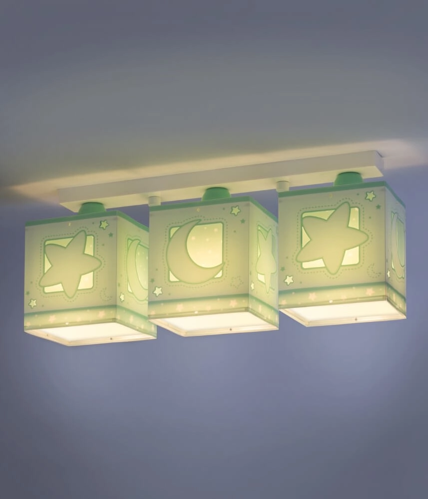 Kinderkamer plafondlamp Moonlight 3-lichts turquoise Dalber 8420406000404