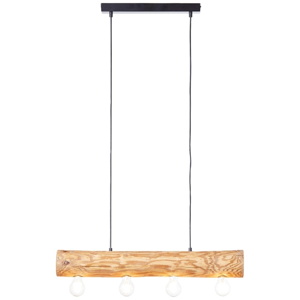 Houten hanglamp Trabo 4-lichts hout met zwart